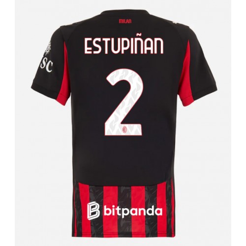 AC Milan Pervis Estupinan #2 Replik Heimtrikot Damen 2025-26 Kurzarm AC Milan Pervis Estupinan #2 Replik Heimtrikot Damen 2025-26 Kurzarm